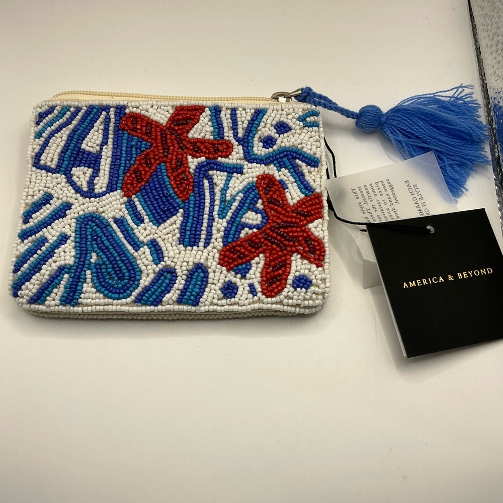 America & Beyond Embellished Beach Themed Coin Pouch